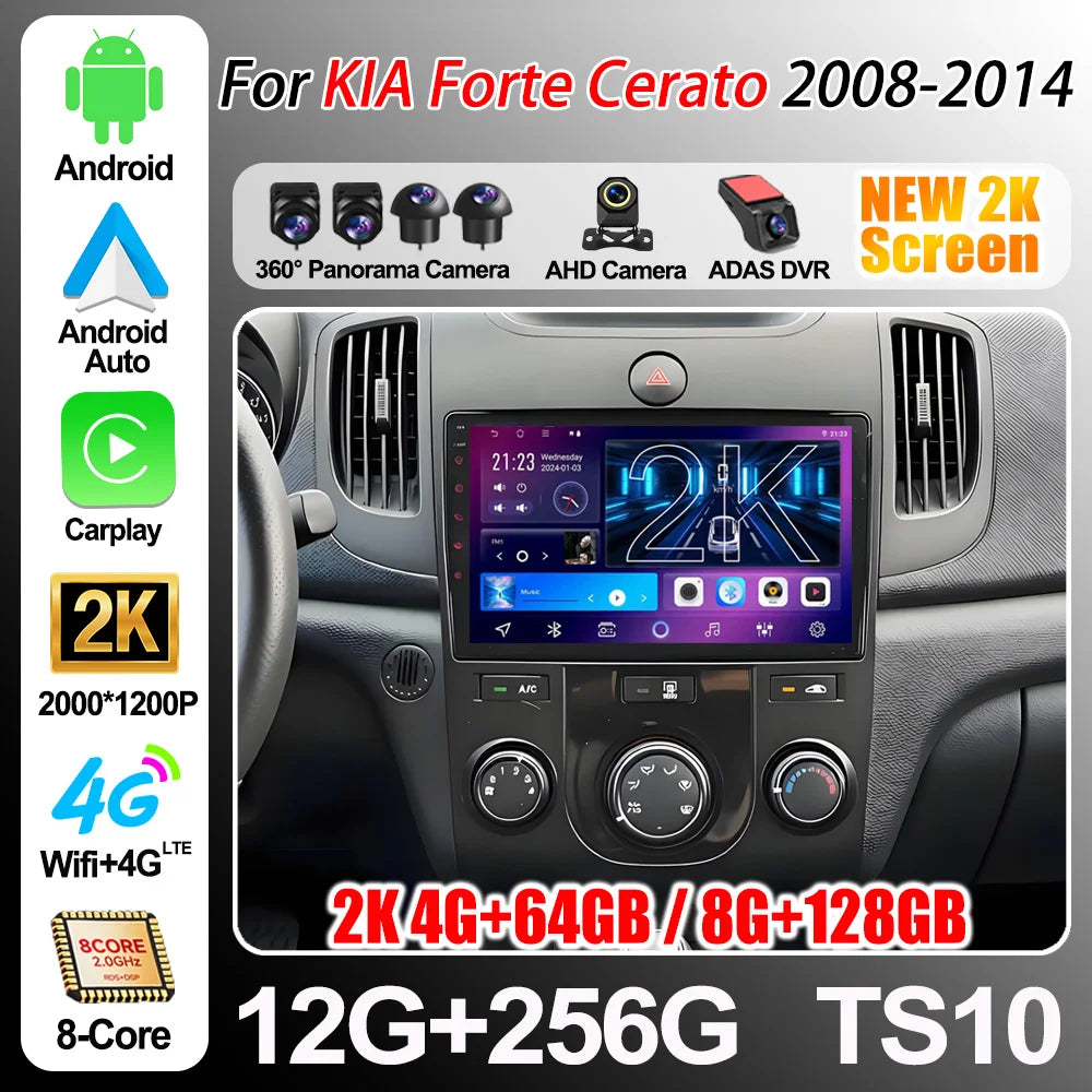 For Kia Forte Cerato 2008-2014 Car Stereo Radio Multimedia Video Player Gps Rds Carplay An | AUTOKITSHOP