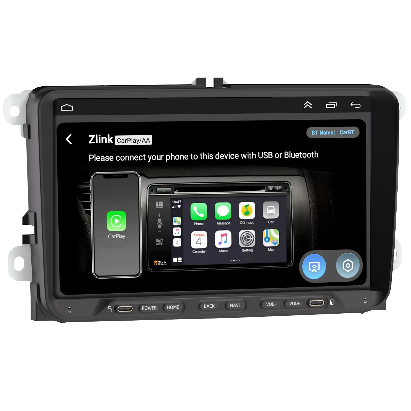 9" Android Car Radio GPS for Volkswagen Edge 6 Buttons 2010-2020 - CarPlay, Android Auto, Bluetooth, Steering Wheel Cont