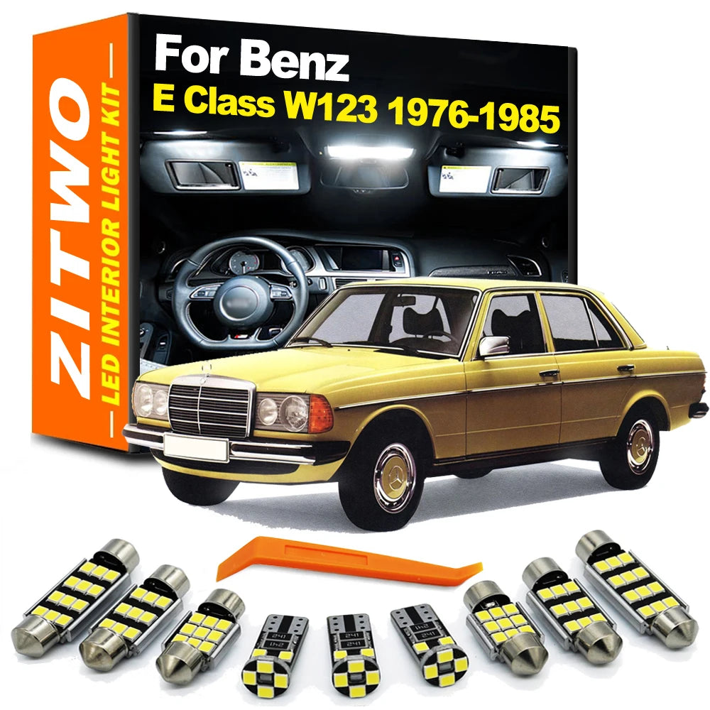 ZITWO 13Pcs LED Bulb Interior Reading Trunk Plate Light Kit For Mercedes Benz E  for Mercedes W123 1976-1985 - Canbus LE