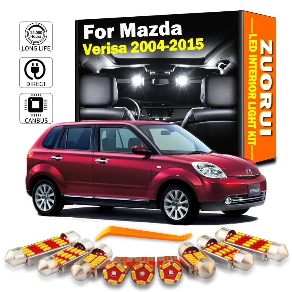 LED Interior Light Kit for Mazda Verisa 2010-2015 - Canbus Dome Map Door Trunk Bulbs | AUTOKITSHOP