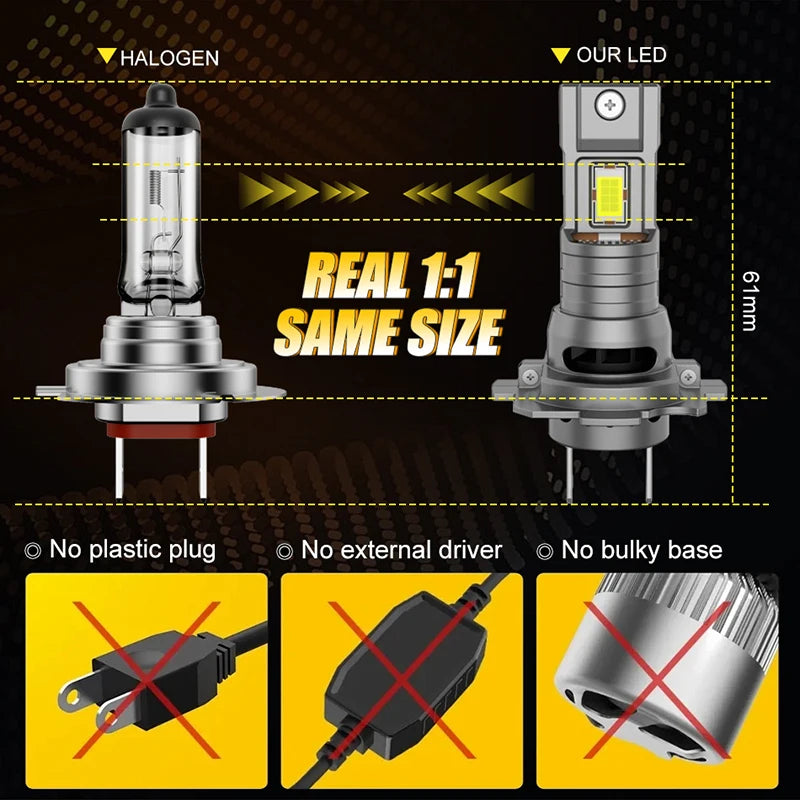 3500000LM 3000W H7 LED Headlight Canbus No Error 1:1 Size 12V Mini Diode Plug&Play 16PCS 8