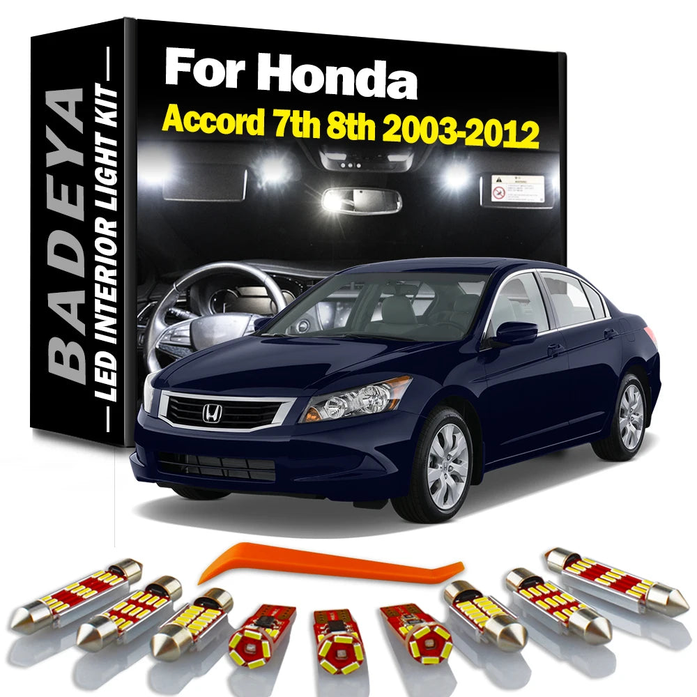 BADEYA 15Pcs LED Interior Reading Light Kit Sun Visor Door Bulbs For Honda Accord 7 8 7th