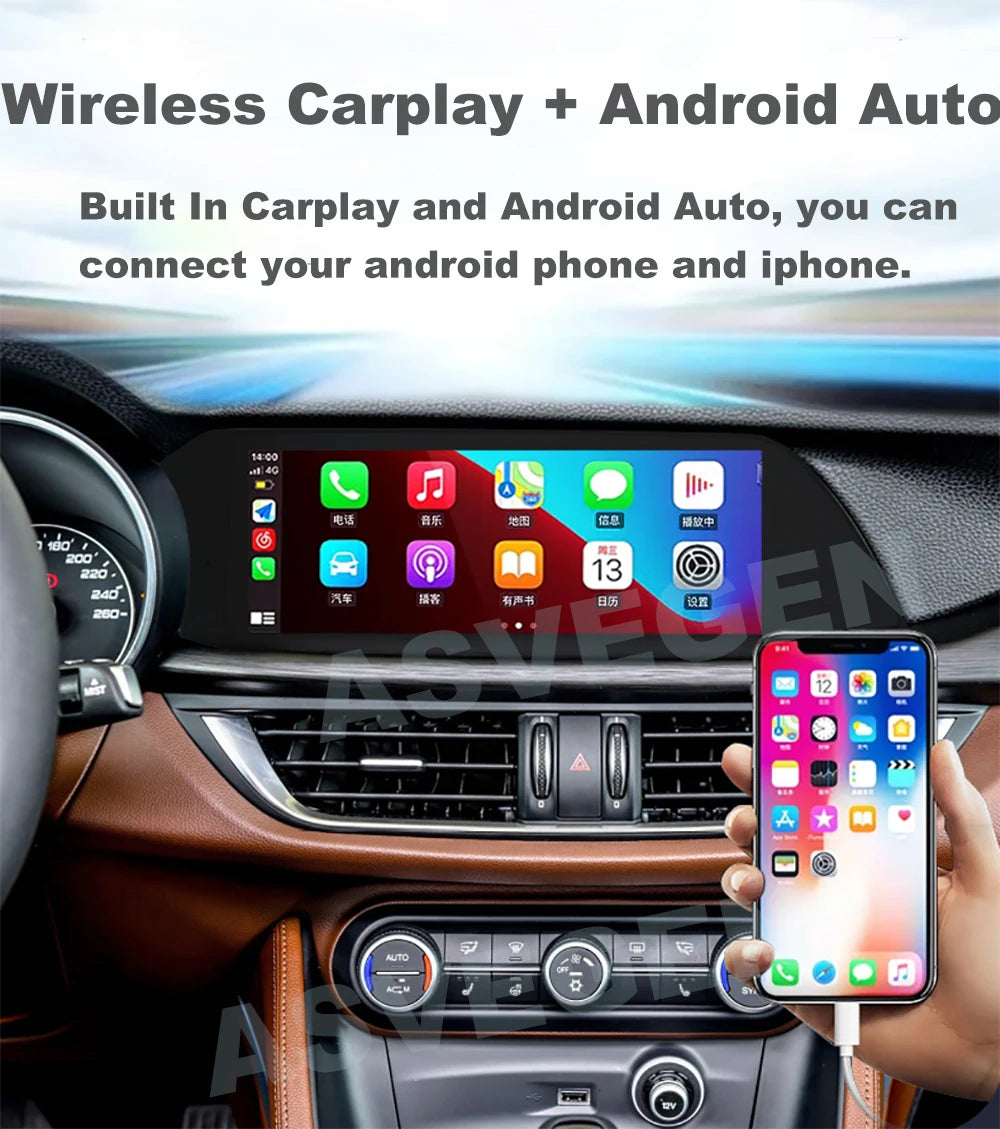 10.25" Android Radio for Alfa Romeo Stelvio Giulia 2020-2024 Wireless CarPlay Android Auto