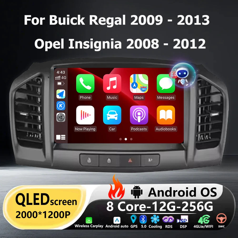 Android 16 Auto Carplay For Buick Regal 2009-2013/Opel Insignia 2008-2012 Car Radio Multim