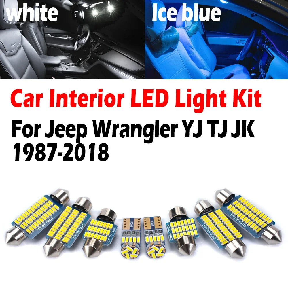 LED Interior Light Kit for Jeep Wrangler YJ TJ JK 1987-2018 - Canbus Dome Map Door Trunk Bulbs | AUTOKITSHOP