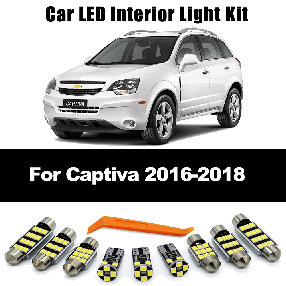 ZITWO 13Pcs For Chevrolet Chevy Captiva 2016 2017 2018 Vehicle Lamp Interior LED Bulb Dome Map Reading Glove Box Trunk light Kit