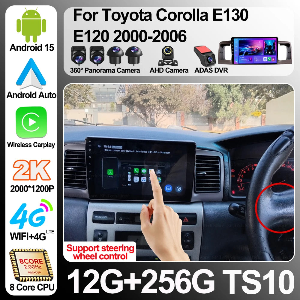 2din Car Radio Multimedia Player For Toyota Corolla E130 E120 2000-2006 Android 16 Gps Nav | AUTOKITSHOP
