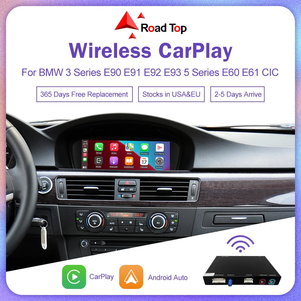 Wireless CarPlay for BMW 3 Series E90 E91 E92 E93 5 Series E60 E61 2008-2013 Android Auto  | AUTOKITSHOP