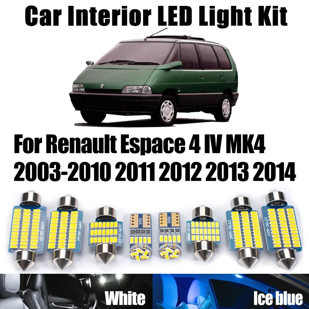 LED Interior Light Kit for Renault Espace 4 IV MK4 2003- 2012 - Canbus Dome Map Door Trunk Bulbs | AUTOKITSHOP