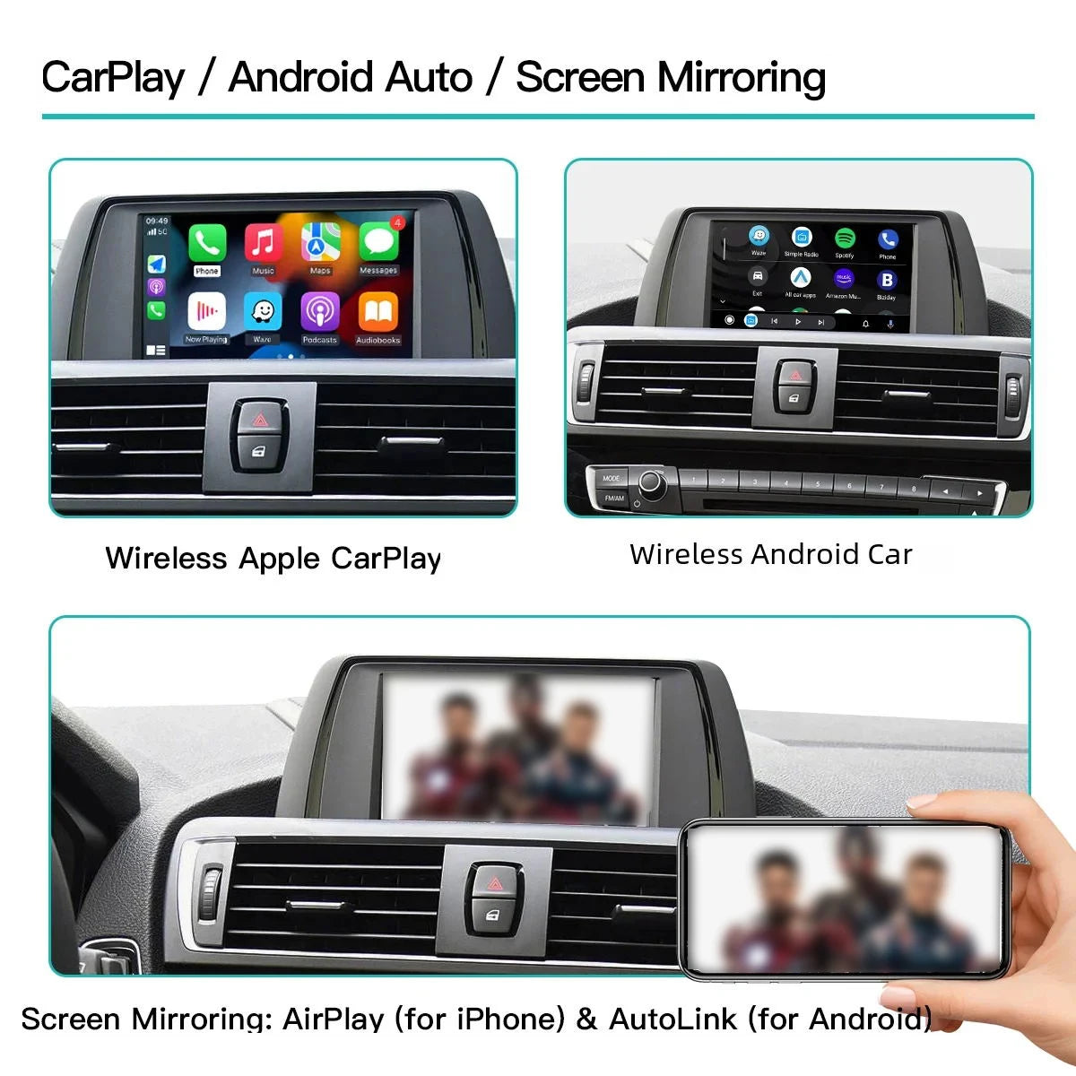 Wireless CarPlay Android AUTO for BMW NBT CIC System 1 2 3 4 5 6 7 Series X1 X3 X4 X5 X6 M