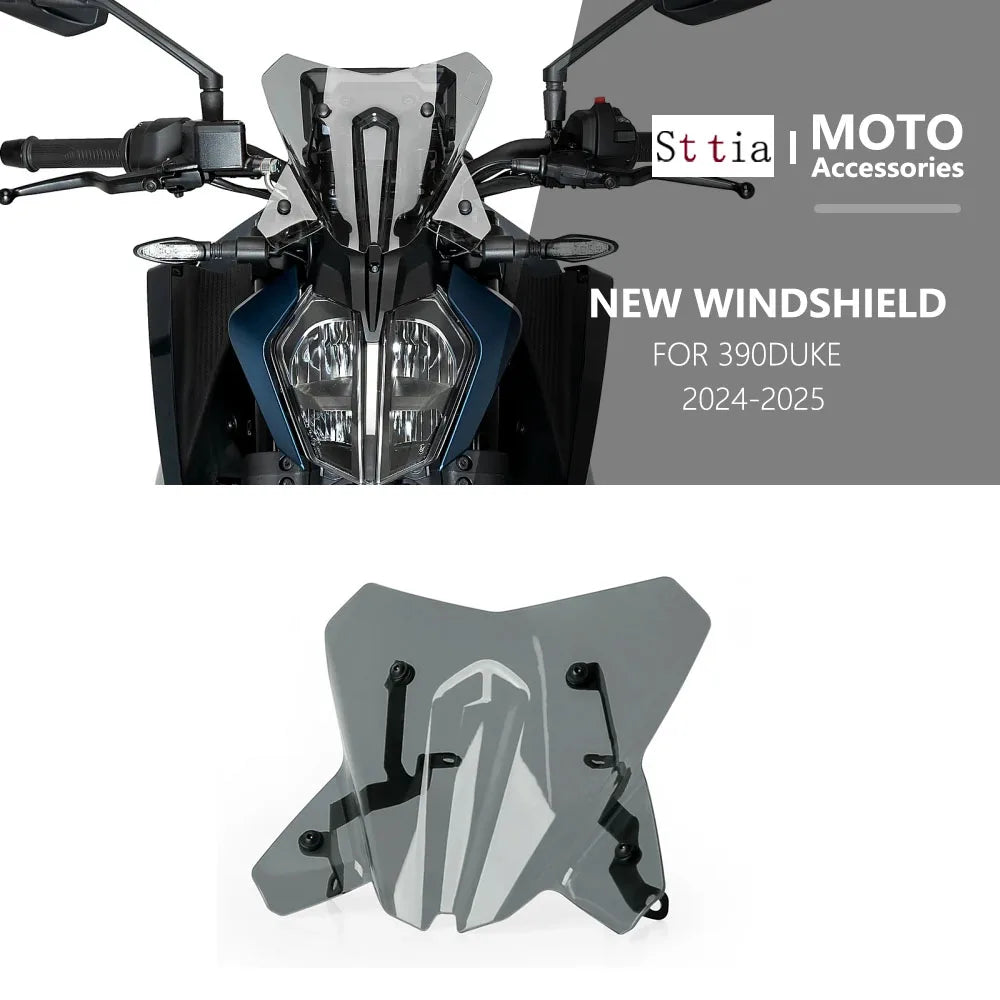 For KTM Duke125 Duke390 2024 2025 Motorcycle Touring Windshield Windscreen Airflow Screen Visor  - Automotive LED Light