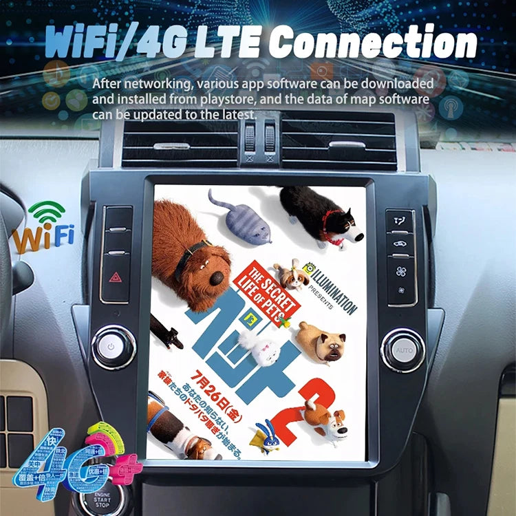 12.1'' Android 14 carplay Vertical screen For Toyota Land Cruiser Prado LC150 2010-2013 ca