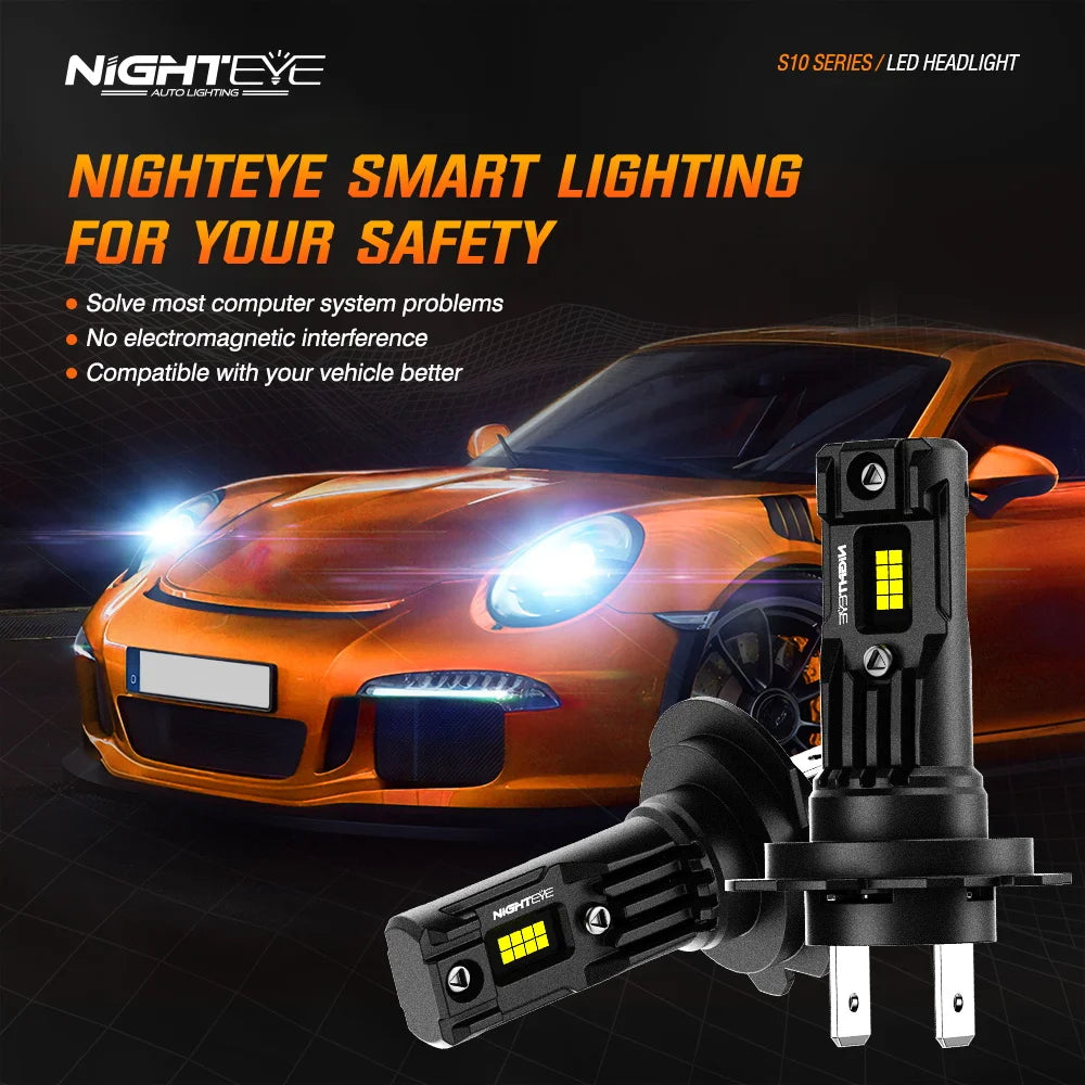NIGHTEYE H7 35000LM LED Canbus H4 H11 H8 H9 9005 HB3 9006 HB4 Super Bright Car Lights 80W 6500K White Mini Size Headlight Bulbs