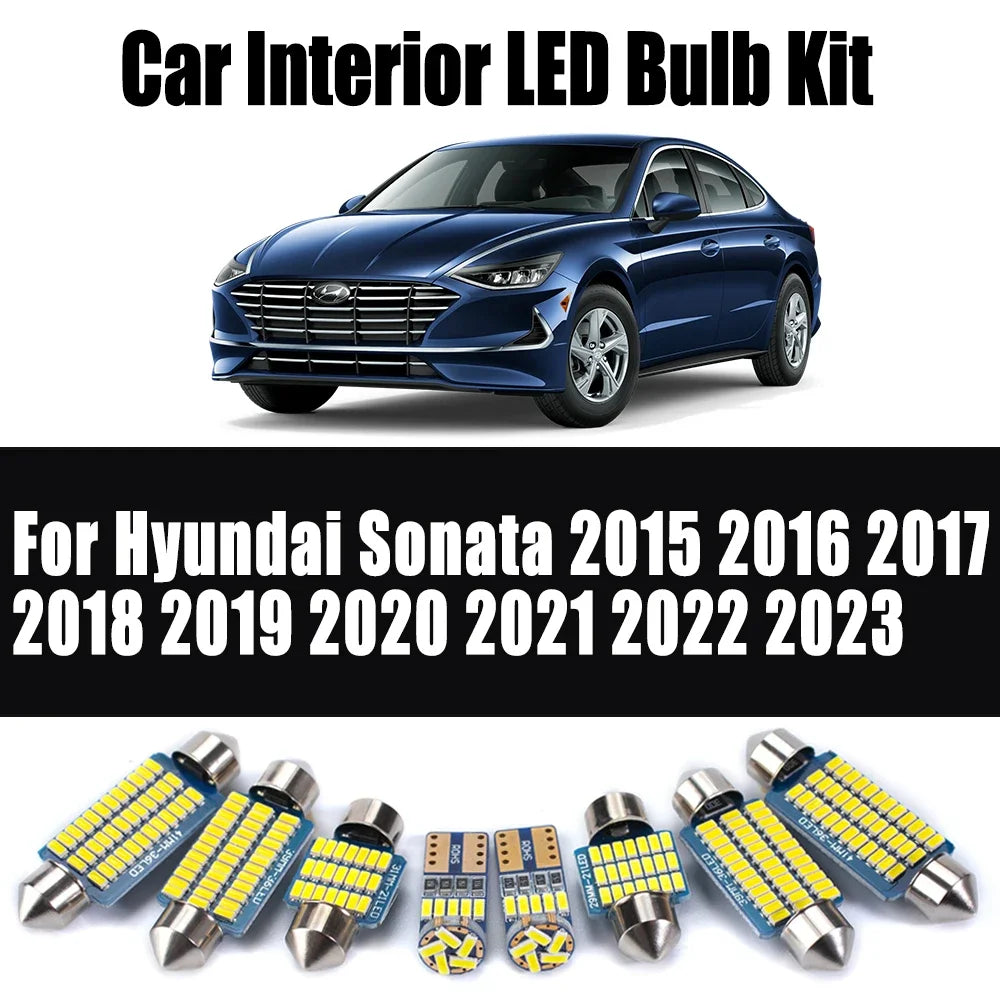 13-Piece LED Interior Light Kit for Hyundai Sonata 2015-2020 - Canbus Dome Map Door Trunk Bulbs | AUTOKITSHOP