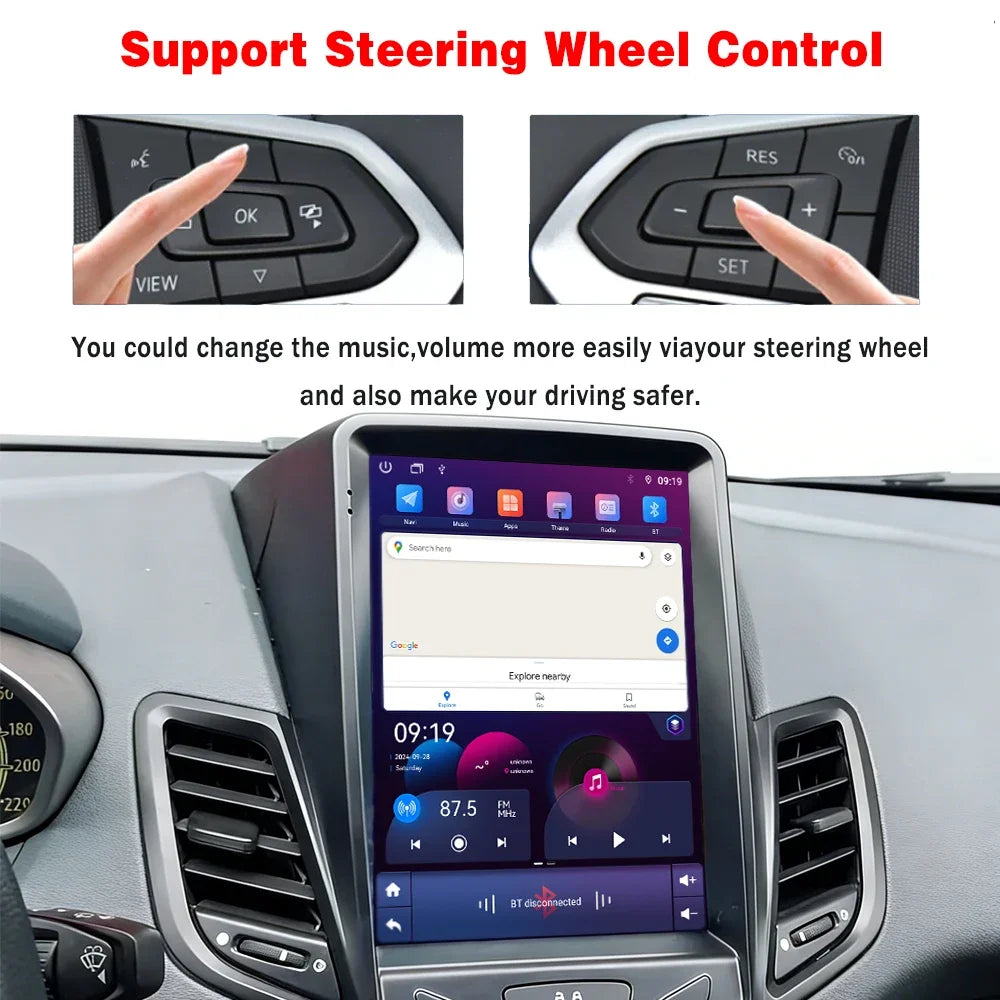 Car Radio For Ford Fiesta MK6 MK7 2009 - 2017 9.7" Android 16 Wireless Carplay Auto Player