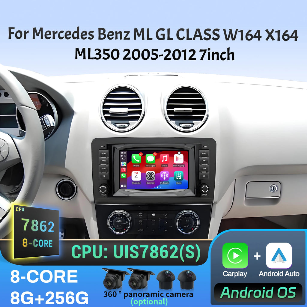 7 inch Android 14 Car Radio For Mercedes Benz ML GL CLASS W164 X164 ML350 2005 2006 2007-2