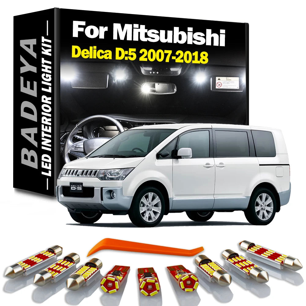 12-Piece LED Interior Light Kit for Mitsubishi CV5W CV2W D5 2007-2016 - Canbus Error-Free Interior Bulbs