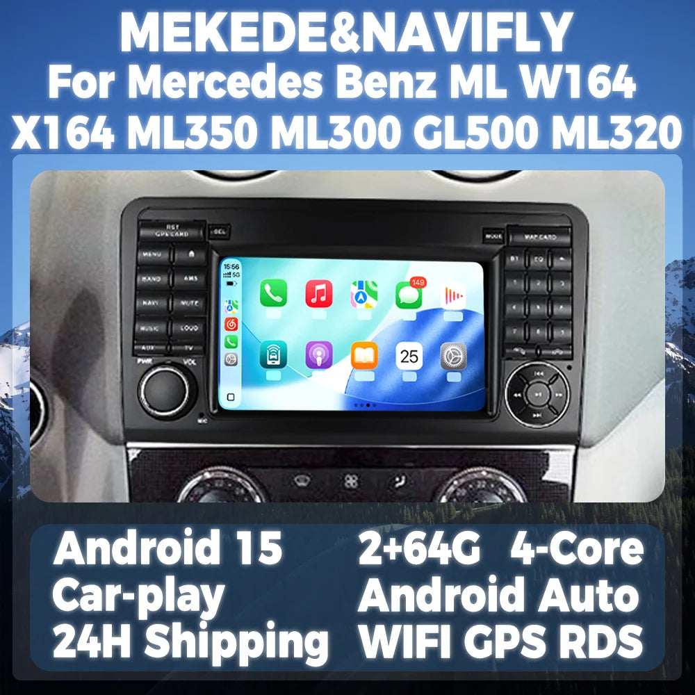 7inch Android 15 Car Radio For Mercedes Benz ML W164 X164 ML350 ML300 GL500 ML320 ML280 GL