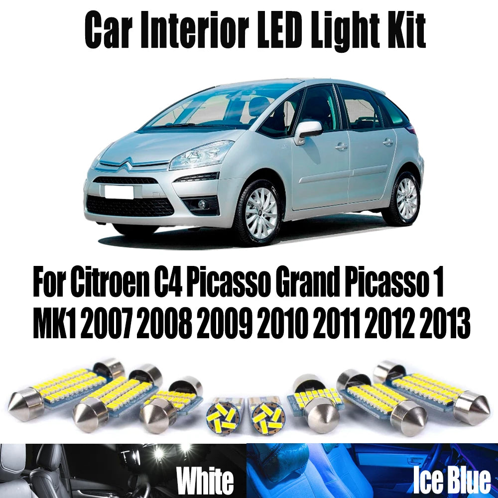 14-Piece LED Interior Light Kit for Citroen C4 Picasso Grand Picasso 1 MK1 - Canbus Error-Free Bulbs | AUTOKITSHOP