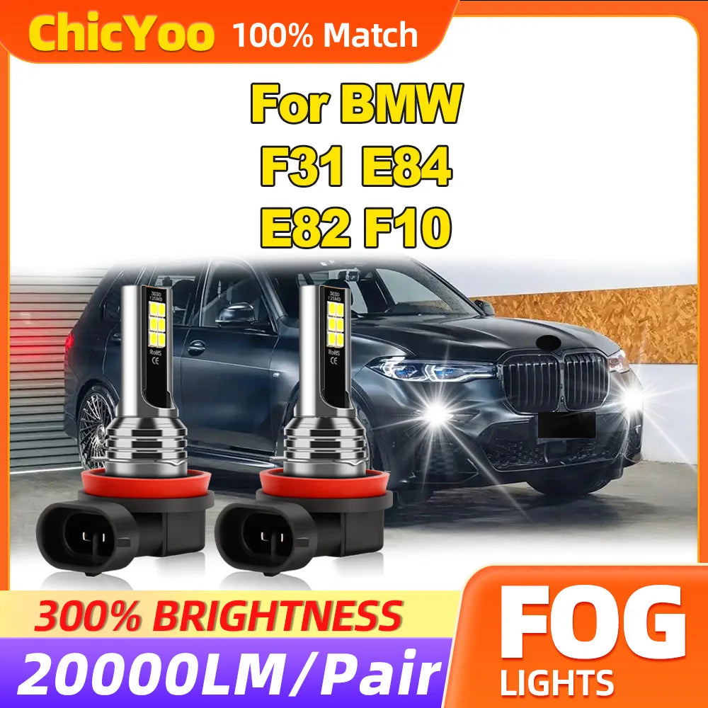20000LM Fog Lamps 60W 3x Brightness LED Fog Lights 12V 6000K White Canbus No Error For BMW