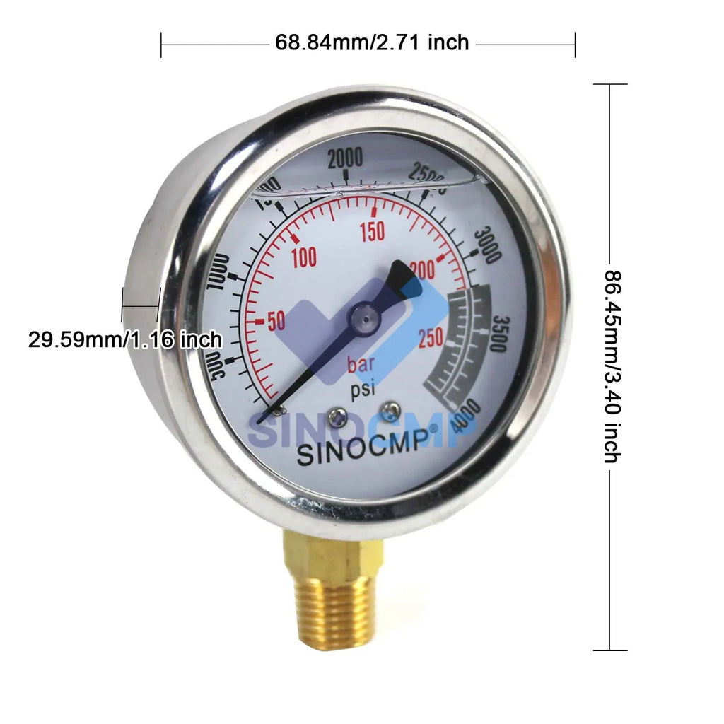 Hydraulic Gauge 25mpa/0-250bar/0-4000psi For Pump Compressor Hydraulic Presses Machinery