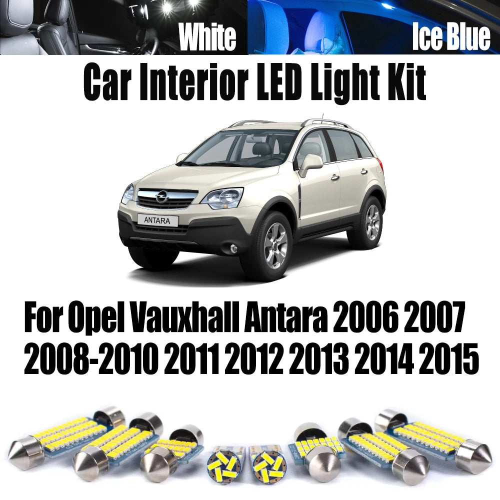15-Piece LED Interior Light Kit for Opel Vauxhall Antara - Canbus Error-Free Bulbs | AUTOKITSHOP
