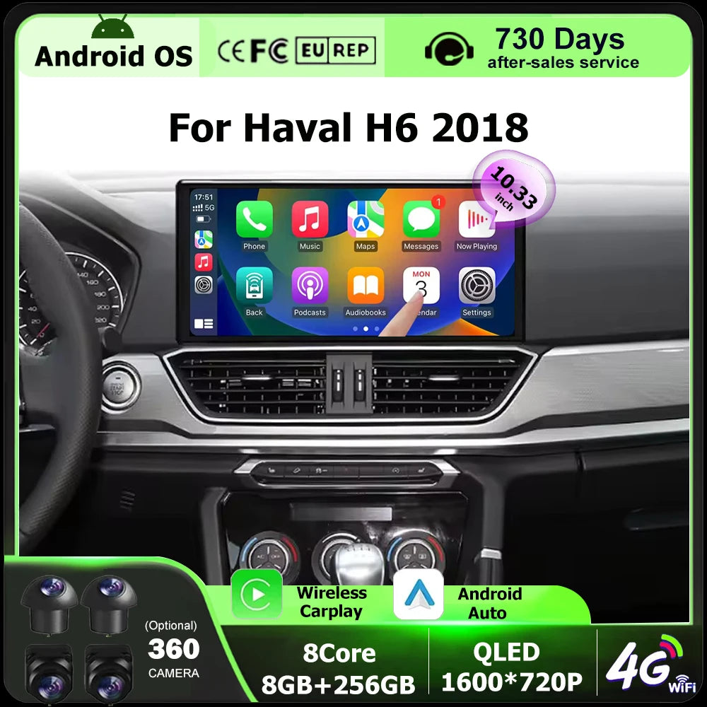 360 Camera Car Radio Multimedia Video Player Navigation GPS For Haval H6 2018 WIFI Android