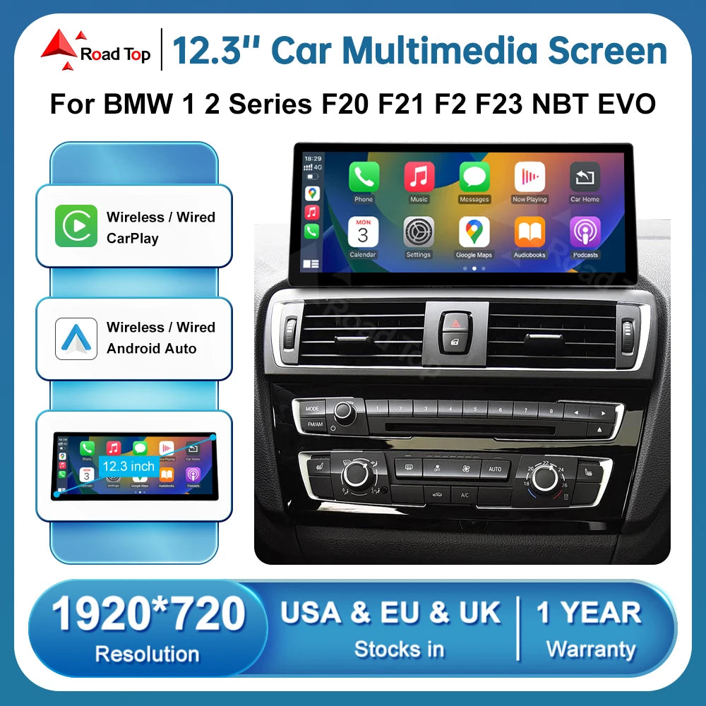 Car Multimedia Display Screen For BMW 1 2 Series F20 F21 F22 F23 NBT EVO With Wireless Car | AUTOKITSHOP