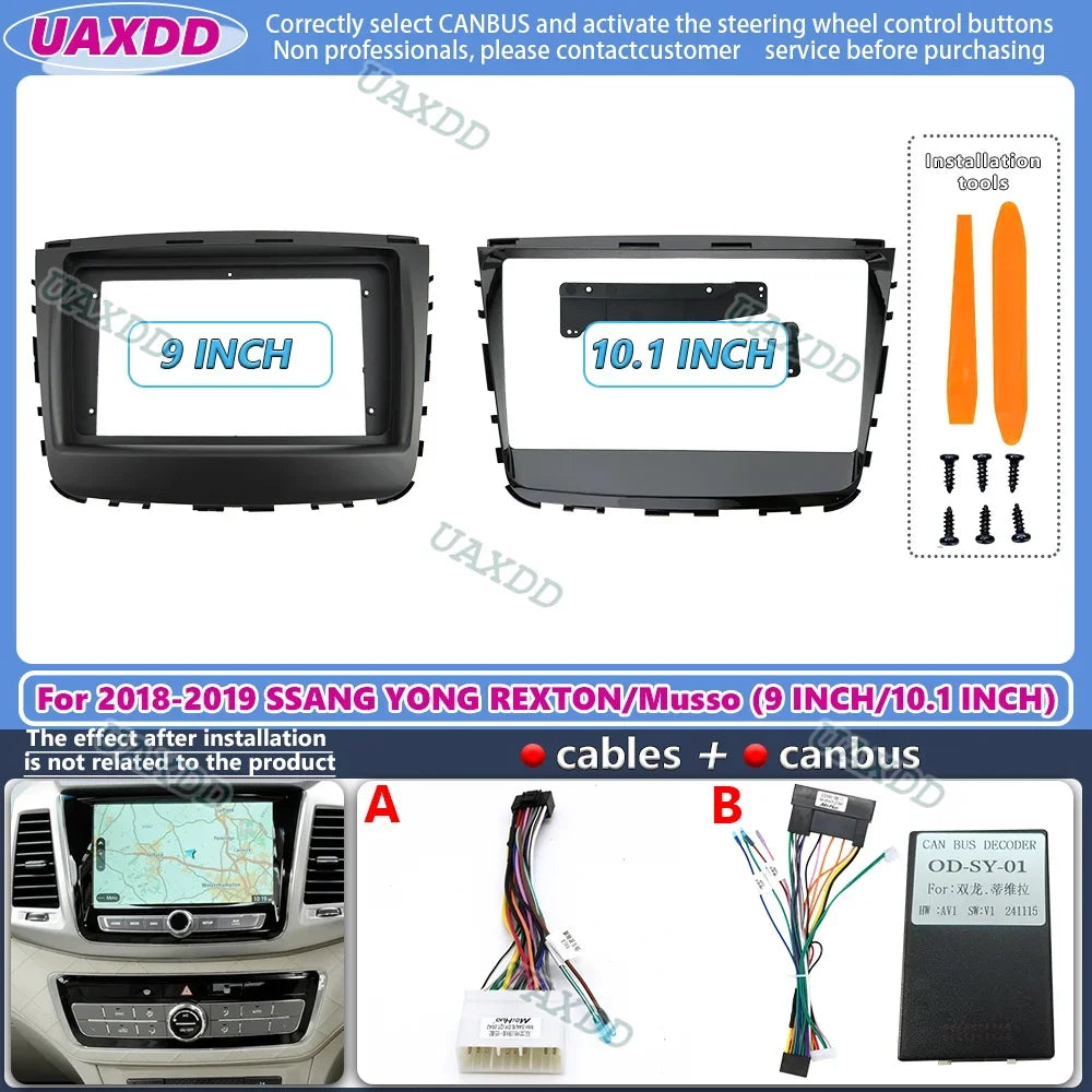 9inch Car radio Fascia Frame Adapte For Ssangyong SSANG YONG Rexton Musso 2018-2019 car Ra