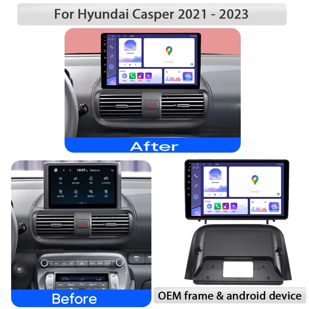 Stereo radio CarPlay For Hyundai Casper 2021 2022 2023 Android auto Car Radio Multimedia V