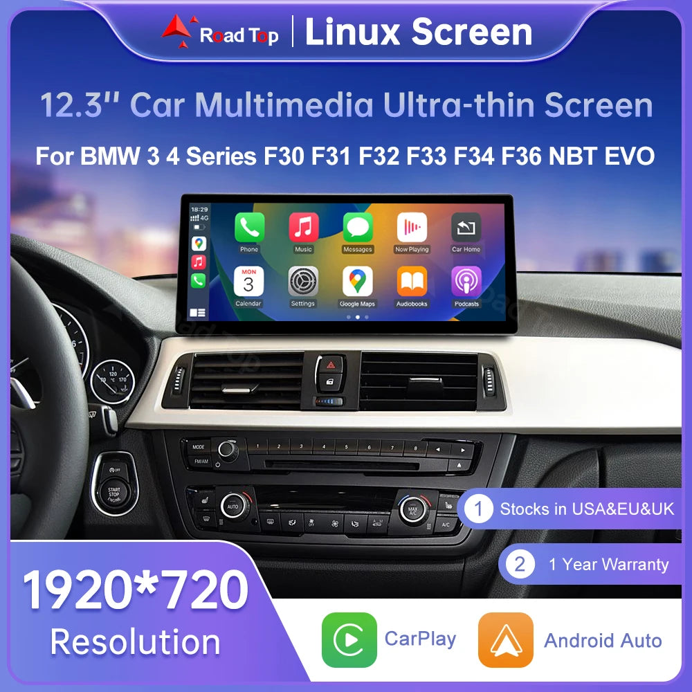 Ultra Thin Multimedia Car Display Screen For BMW 3 4 Series F30 F31 F32 F33 F34 F36 Wirele | AUTOKITSHOP
