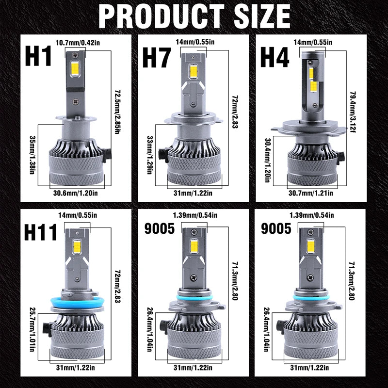 Drivereyes H7 LED Headlight Canbus 5570 CSP H4 H1 H11 H8 9005 9006 HB3 HB4 H9 6000K Turbo