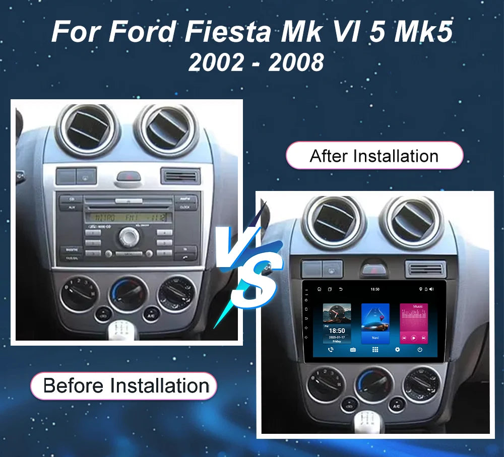 Car Radio Android 16 Carplay Auto For Ford Fiesta Mk VI 5 Mk5 2002 - 2008 Multimedia GPS N