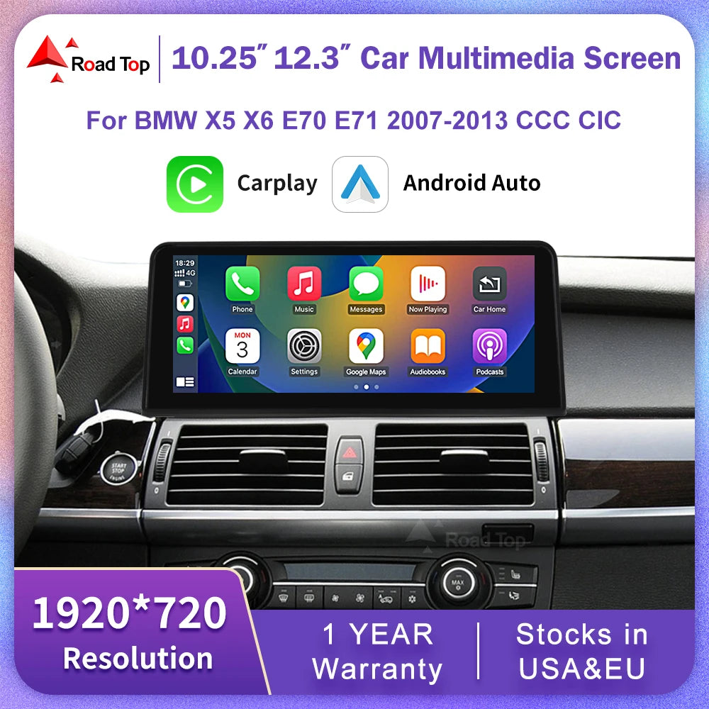 Road Top Wireless Carplay Touch Screen For BMW X5 E70 X6 71 2007-2013 CCC CIC Multimedia D | AUTOKITSHOP