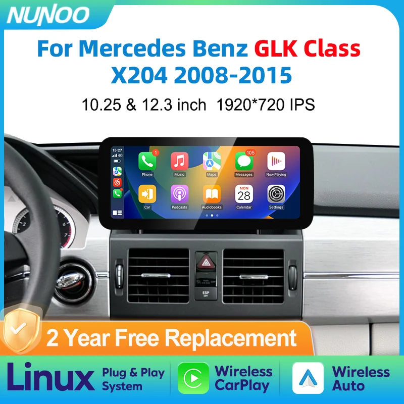 Linux Multimedia Screen Wireless CarPlay Android Auto Car Radio GPS For Mercedes Benz GLK