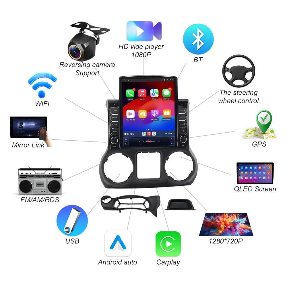 Android 16 Car Radio For Jeep Wrangler 3 Jk 2010 - 2018 Multimedia Video Player Gps naviga | AUTOKITSHOP