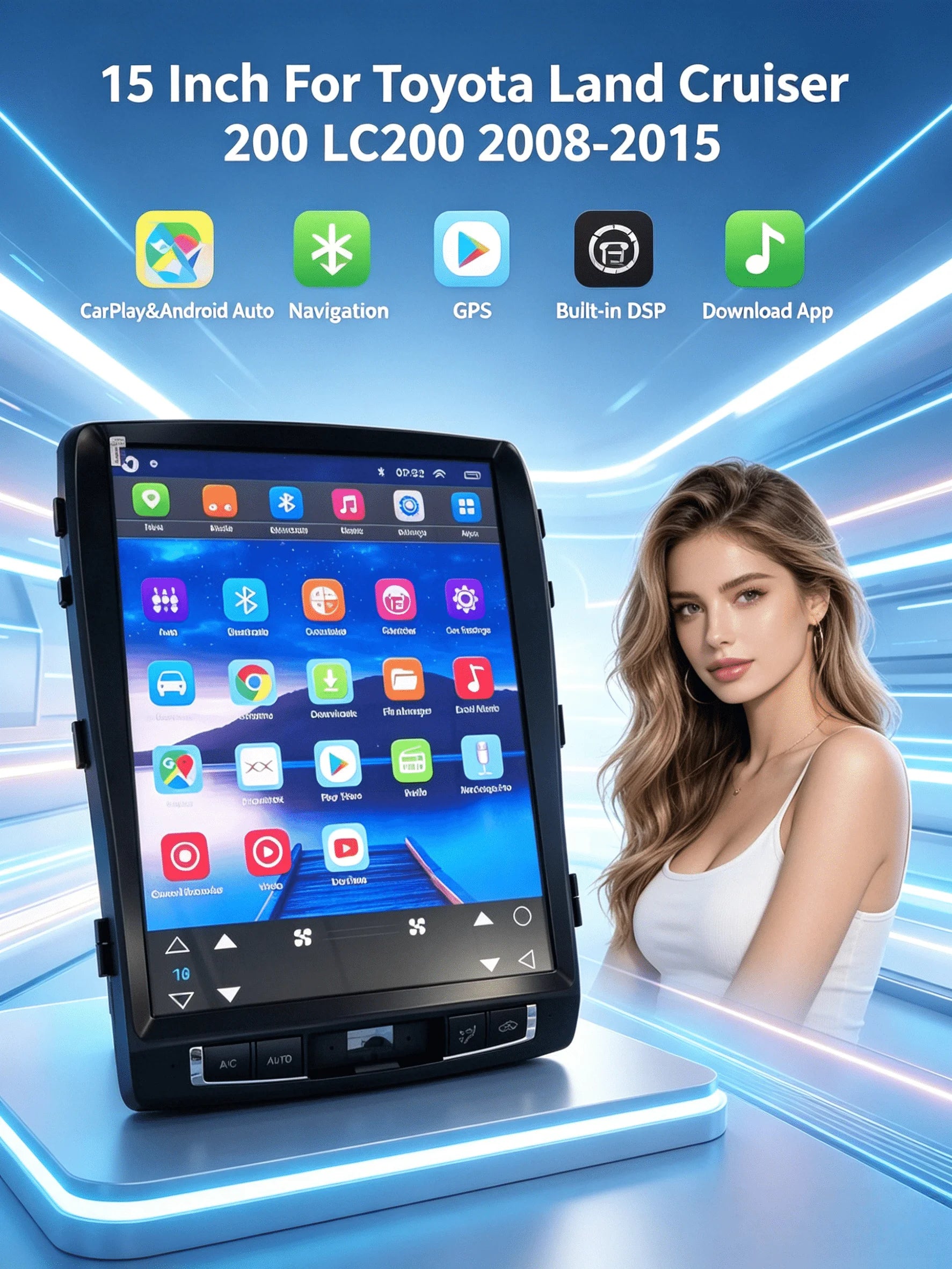 15.6" Android For Toyota Land Cruiser 200 LC200 2005-2015 Car Multimedia Player Radio GPS