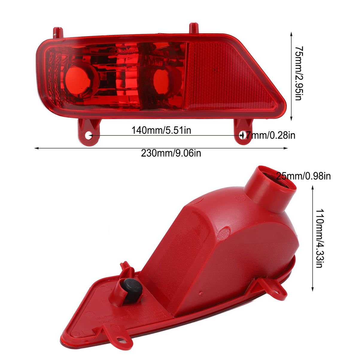 Red Rear Fog Light Assembly Car Accessories Replacement for PEUGEOT 3008 2009‑2016 - Canbus LED Car Light