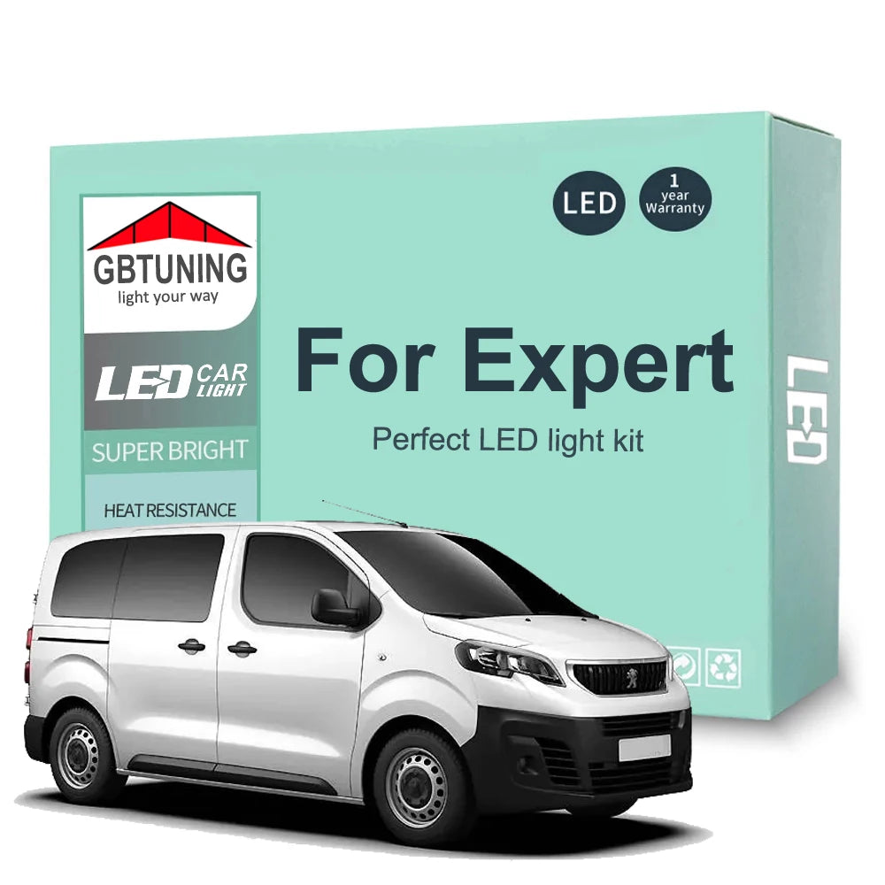 13-Piece LED Interior Light Kit for Peugeot Expert 2007-2017 - Canbus Dome Map Door Trunk Bulbs | AUTOKITSHOP