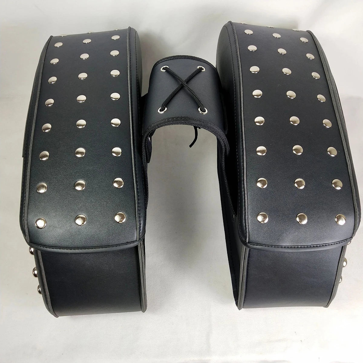 Universal Motorcycle Black Saddle Bag Rivet Bag Large Capacity Luggage Bag For Harley Touring Sa - Automotive LED Light