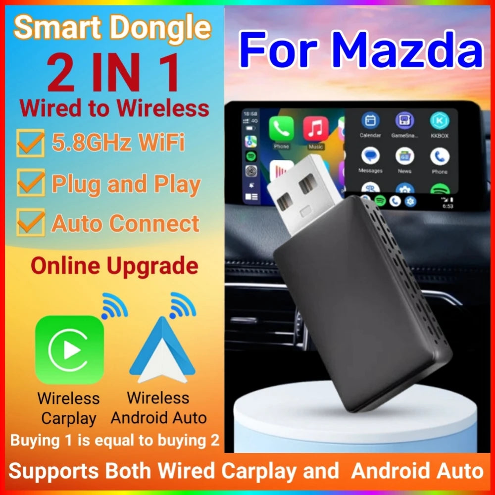 Wireless CarPlay Android Auto Wireless Adapter Plug & Play WiFi Fast Connect For Mazda CX- | AUTOKITSHOP