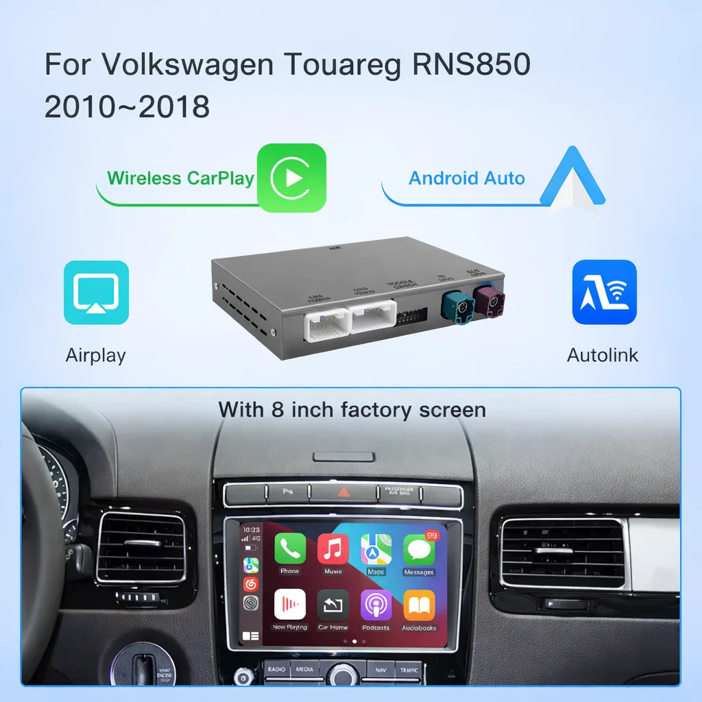 For Volkswagen Touareg RNS850 2010-2018 Wireless CarPlay Interface Android Auto with Voice | AUTOKITSHOP