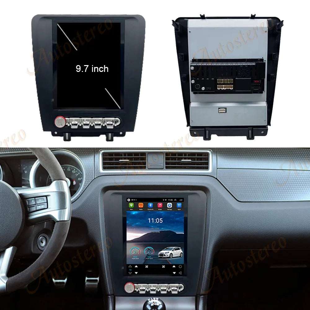 9.7 Inch Android 8+256GB Carplay For Ford Mustang 2010-2014 Tesla Style Car GPS Navigation