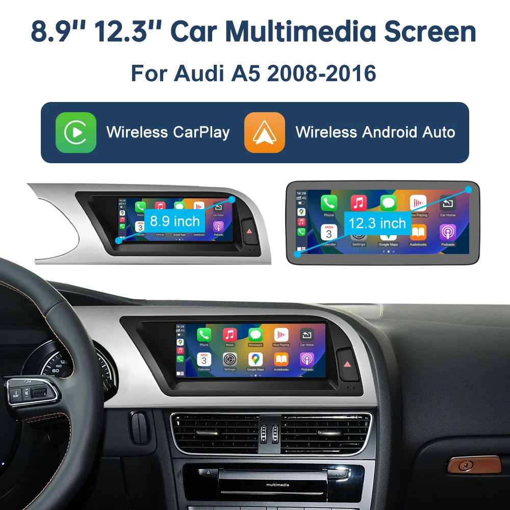 8.9'' Road Top Multimedia Display Touch Screen For Audi A5 S5 2008-2016 Airplay Miracast F | AUTOKITSHOP