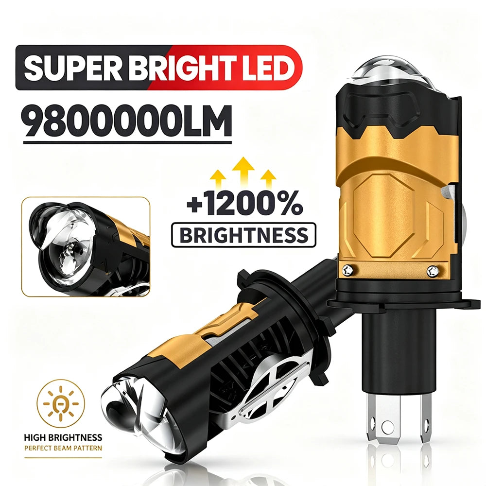 LED Headlight Bulb Projector New H4/9003/HB2 Canbus Super Bright LED 6800W 9800000LM 6000K