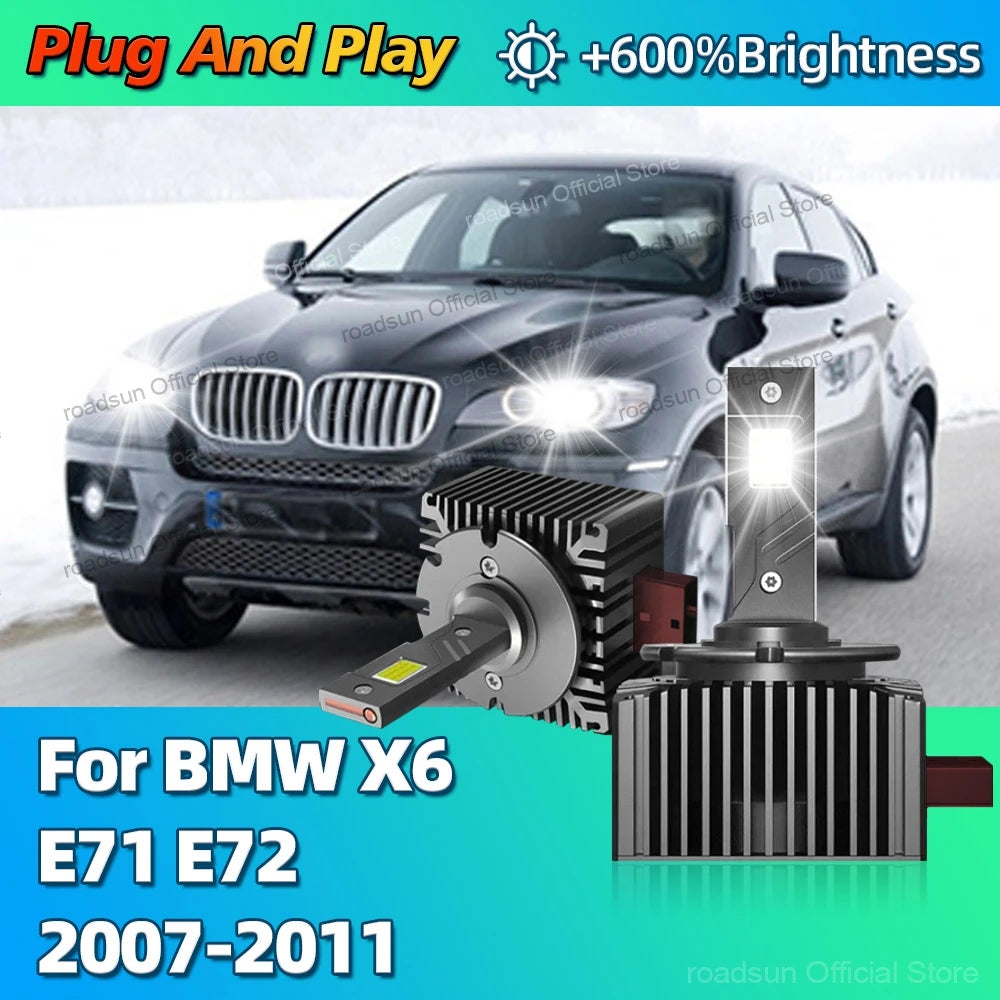 LED Headlights HID D1S Turbo Car Light Bulbs 30000LM Two-sided CSP Chip For BMW X6 E71 E72