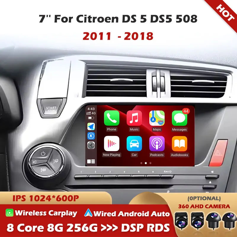 For Citroen DS 5 DS5 508 2011 2014 2015 - 2018 7'' Android 16 Auto Radio Multimedia Car Ra