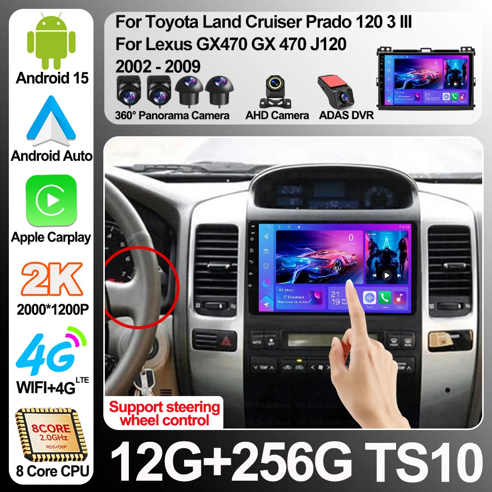 Android 16 Car Radio For Toyota Land Cruiser Prado 120 3 Iii For Lexus Gx470 Gx 470 J120 2 | AUTOKITSHOP