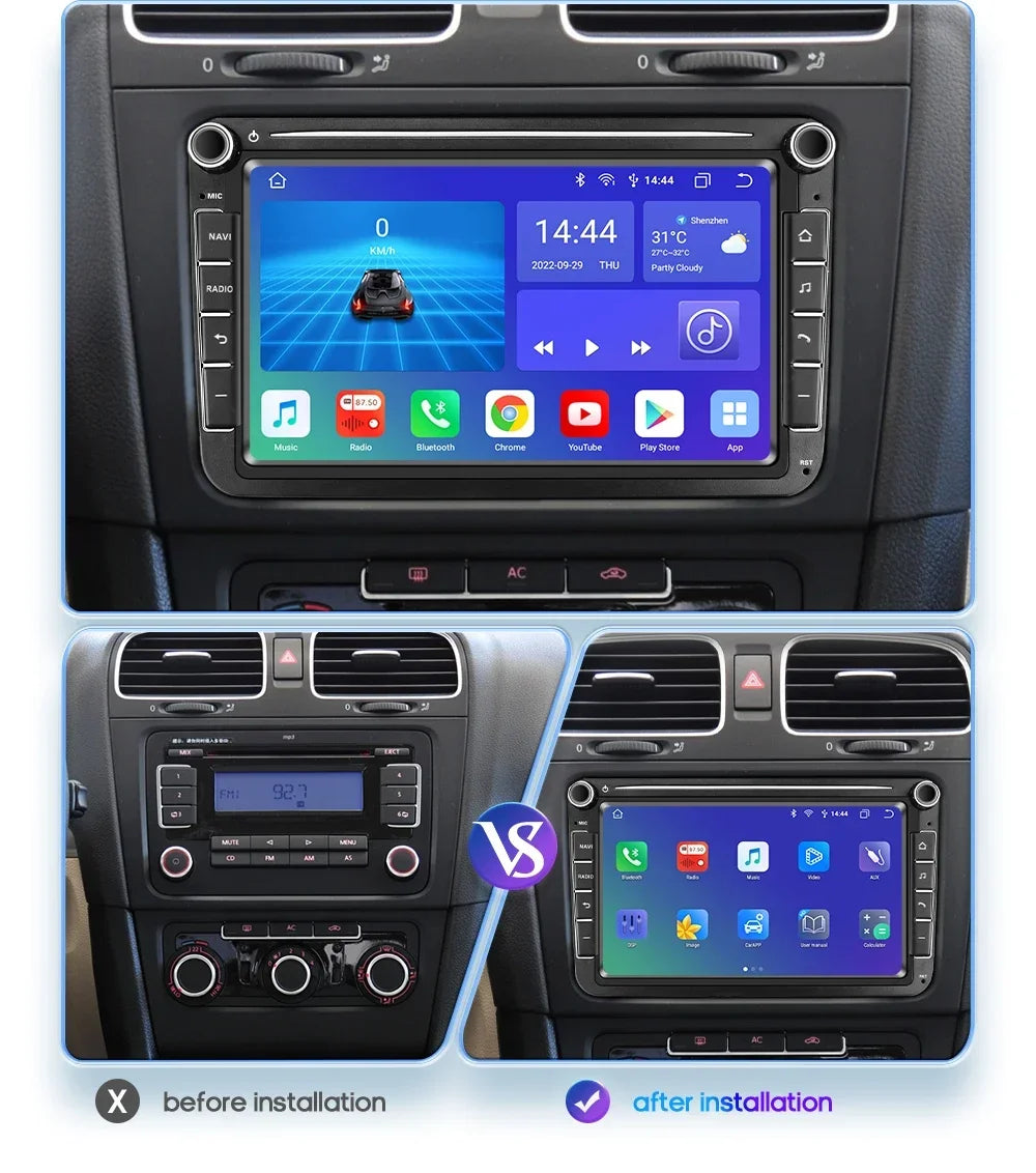 Carplay Android 12 Car Radio multimedia Player Audio Stereo GPS Navi For VW POLO GOLF 5 PA