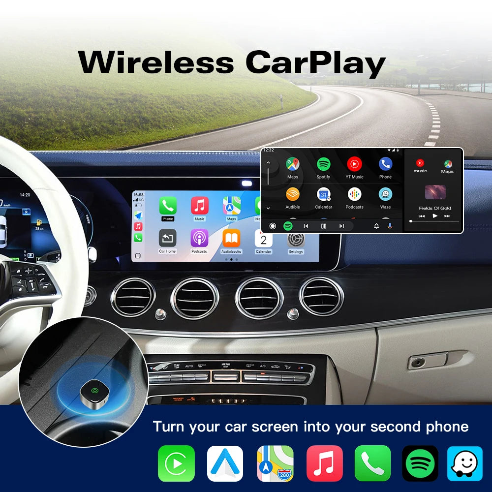 2in1 Wireless Carplay&Android Auto Box 2in1 Wired to Wireless Dongle Automatic Connect Ada